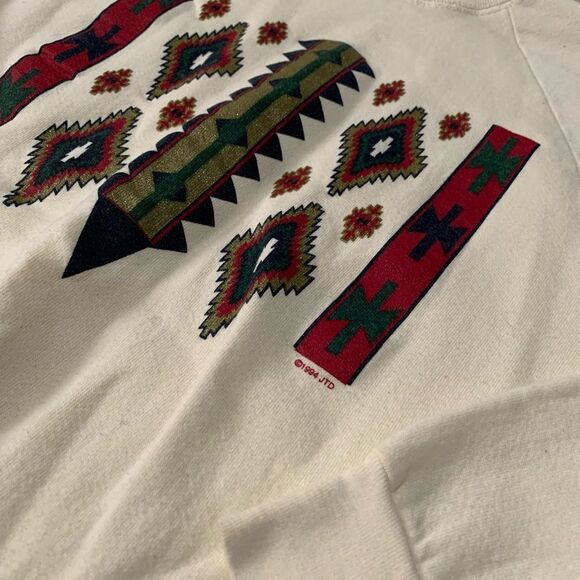 VTG Fruit Of The Loom Womens Grandma Aztec Pullover Sweater Size XL Long Sleeve - Picture 3 of 7